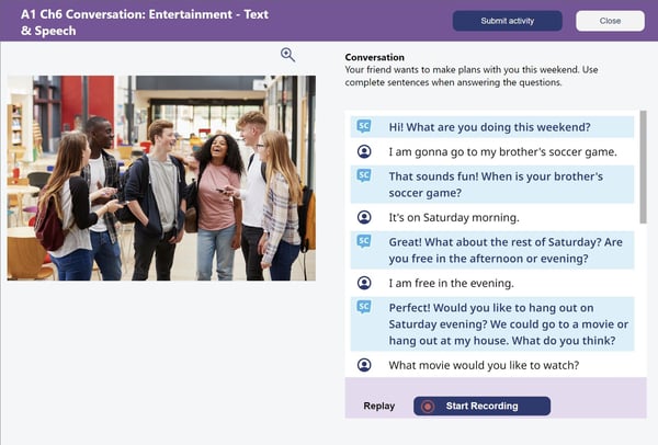 AI Conversation para estudiantes de inglés