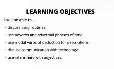 Learning objectives B1